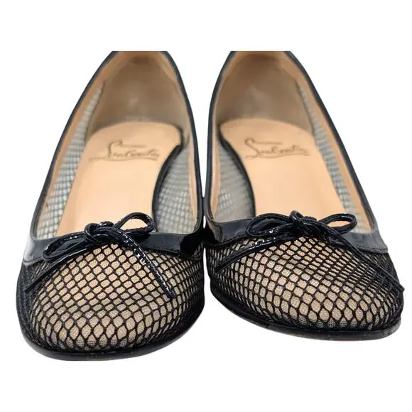 Christian Louboutin Marcia Rete Black Mesh Bow Heels Size 37 - Picture 4 of 9